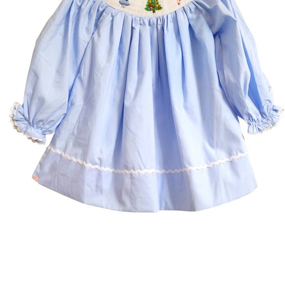 NEW Boutique Christmas Nutcracker Girls Smocked Embroidered Dress Blue - Picture 9 of 15